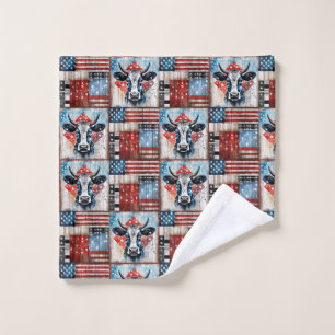 Kuh American Flag Folk Art Waschlappen