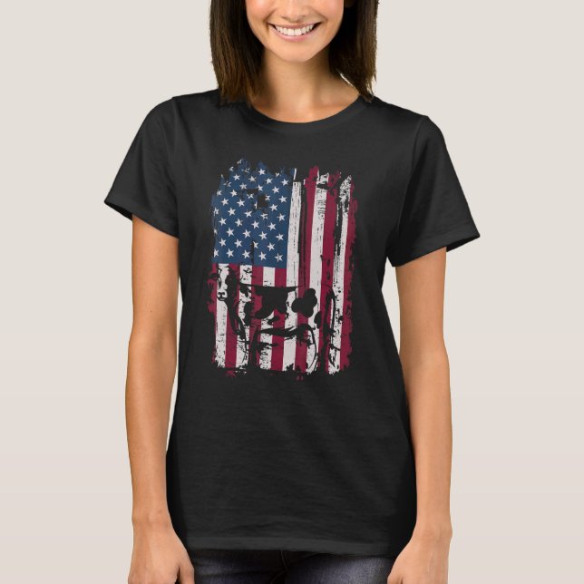 Kuh Amerikanische Flagge 4. Juli Farm Rind Bauer T-Shirt (Vorderseite)