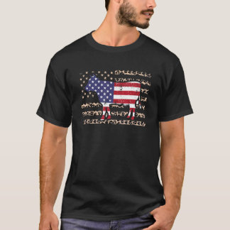 Kuh Amerikanische Flagge 4. Juli Leopardendruck Fü T-Shirt