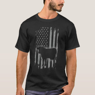 Kuh Amerikanische Flagge Bauernhof Tier Cool Patri T-Shirt
