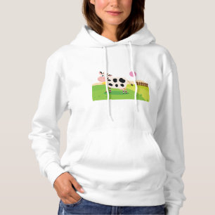 Kuh auf einem Feld Damen Hoodie
