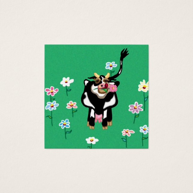 Kuh auf einer Blume-Wiese (Vorderseite)