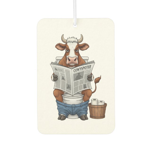 Kuh auf Toilette PNG, Landwirtschafts- und Nutztie Autolufterfrischer (Vorderseite)