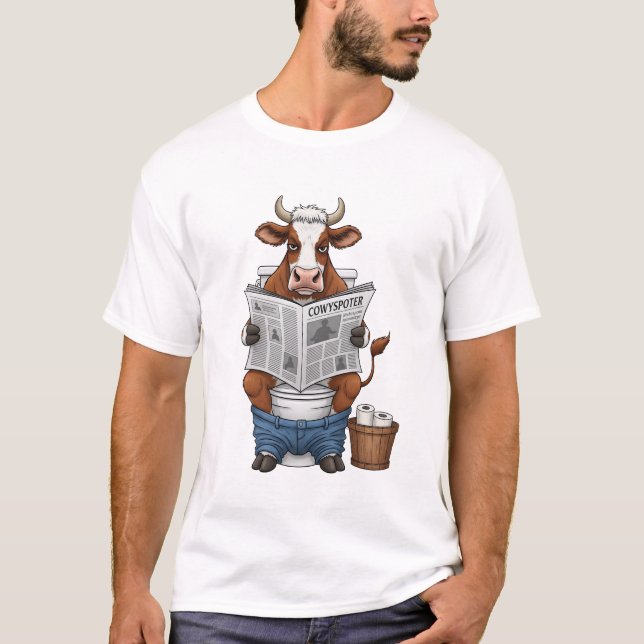 Kuh auf Toilette PNG, Landwirtschafts- und Nutztie T-Shirt (Vorderseite)