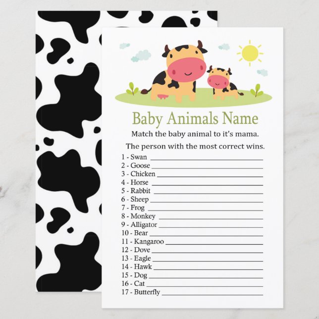 Kuh Baby Animes Name Game (Vorne/Hinten)