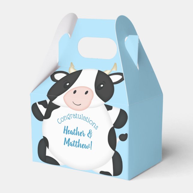 Kuh Baby Dusche Blue Geschenkschachtel (Vorderseite)