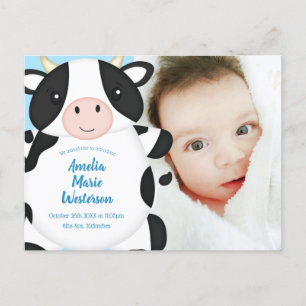 Kuh Baby Dusche Blue Postkarte