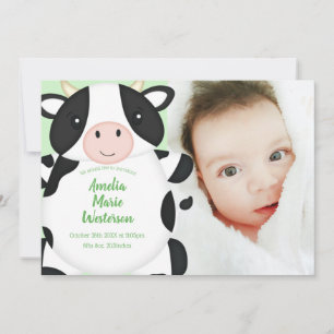 Kuh Baby Dusche Grün Einladung