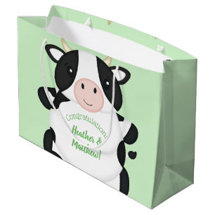 Kuh Baby Dusche Grün Große Geschenktüte
