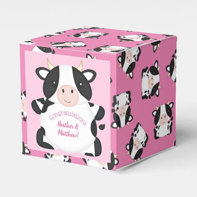 Kuh Baby Dusche Rosa Geschenkschachtel (Vorderseite)