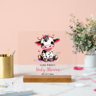 Kuh-Baby-Party Minimalistisch Rosa Mädchen-Baby-Pa Acrylschild