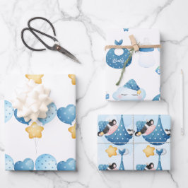 Kuh Baby Wrapping Paper Flat Sheet Set 3 Geschenkpapier Set
