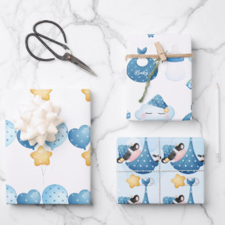 Kuh Baby Wrapping Paper Flat Sheet Set 3 Geschenkpapier Set