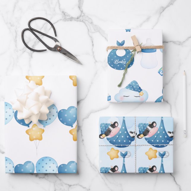 Kuh Baby Wrapping Paper Flat Sheet Set 3 Geschenkpapier Set (Vorderseite)