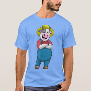 Kuh-Bauer Overalls-Hut T-Shirt