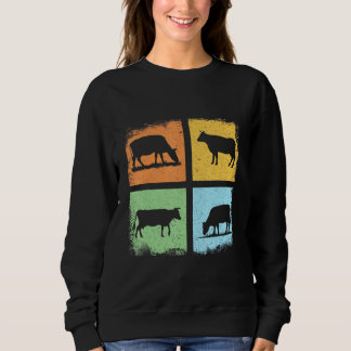 Kuh Bauer Retro Vintage Art Kuh Eigentümer Sweatshirt