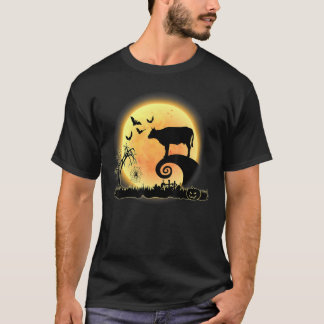 Kuh Bauernhof Tier und Mond Grusel Halloween Kostü T-Shirt