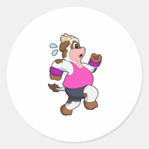 Kuh beim Laufen Runder Aufkleber