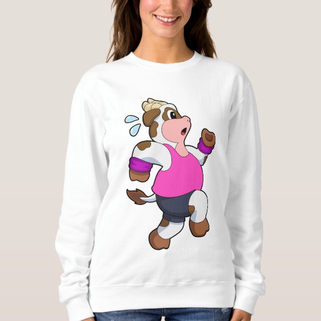 Kuh beim Laufen Sweatshirt (Vorderseite)