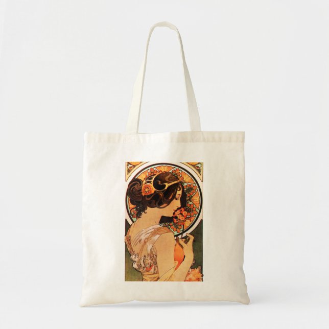 Kuh-Beleg-Taschen-Tasche Alphonse Mucha Tragetasche (Vorne)