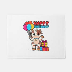 Kuh Birthday Balloon Thema Cattleman Bauer Niedlic Fußmatte