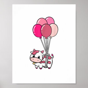 Kuh Birthday Balloon Thema Party Bauer Bday Cattl Poster