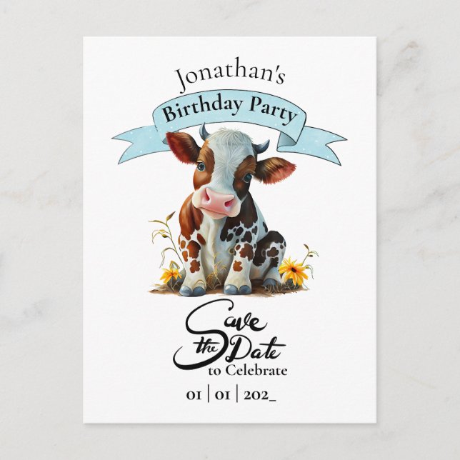 Kuh Birthday Boy Postcard Postkarte (Vorderseite)
