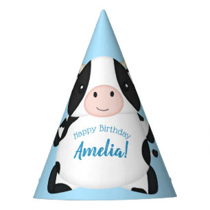 Kuh Birthday Party Blue Partyhütchen