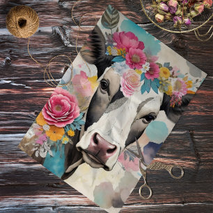 Kuh-Blumen-Mixed-Media-Collage-Decoupage Seidenpapier