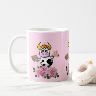 Kuh Blumen Pink Rosen Schokolade Tasse