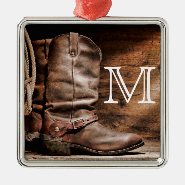 Kuh Boy Boots Spur Count Monogram Initial Ornament (Vorne)
