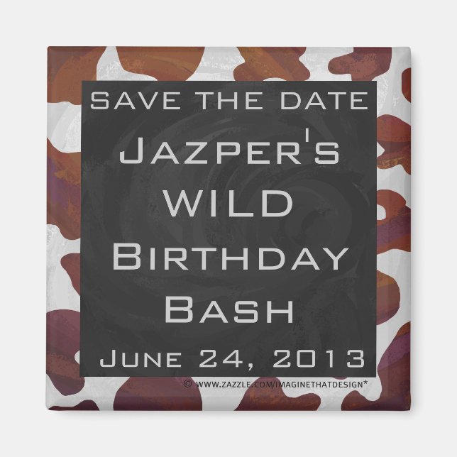 Kuh Braun-Weißes Monogramm Magnet (Vorne)