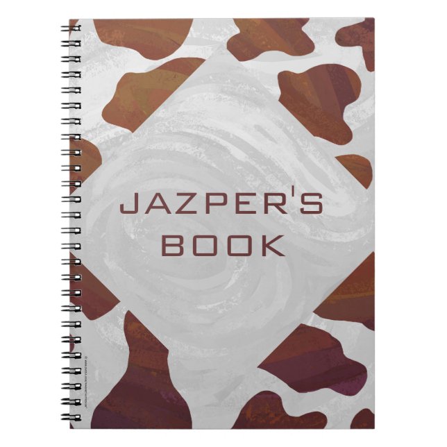 Kuh Braun-Weißes Monogramm Notizblock (Vorderseite)