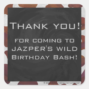 Kuh Braun-Weißes Monogramm Quadratischer Aufkleber