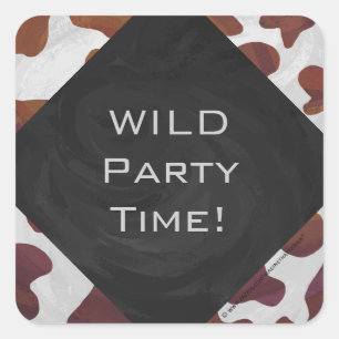 Kuh Braun-Weißes Monogramm Quadratischer Aufkleber