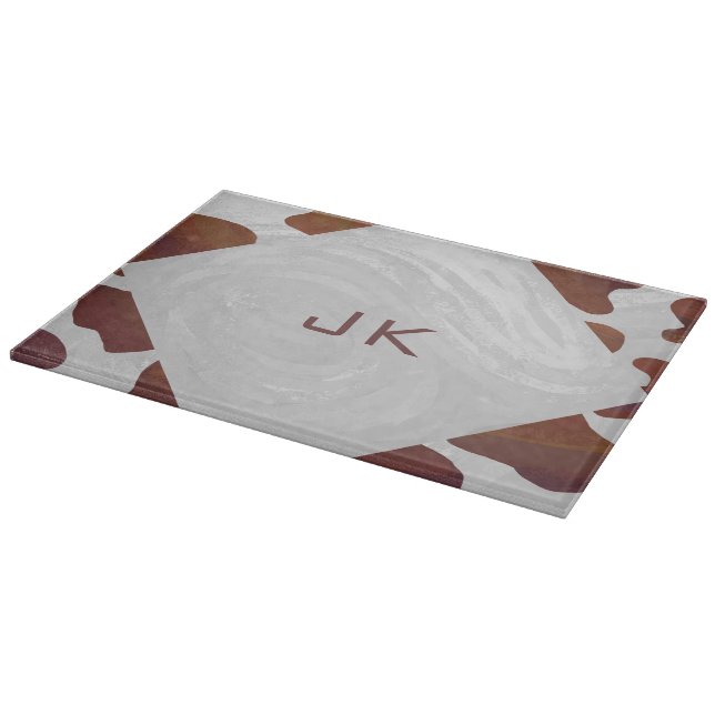 Kuh Braun-Weißes Monogramm Schneidebrett (Ecke)