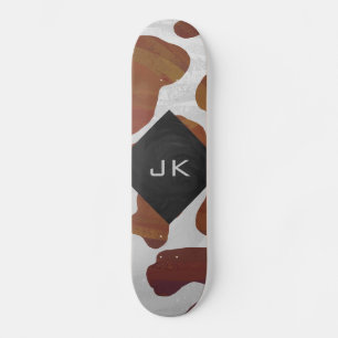 Kuh Braun-Weißes Monogramm Skateboard