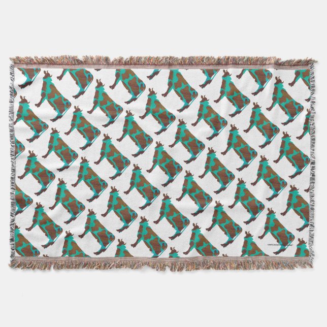 Kuh Brown und Aquamarine Silhouette Decke (Vorderseite)