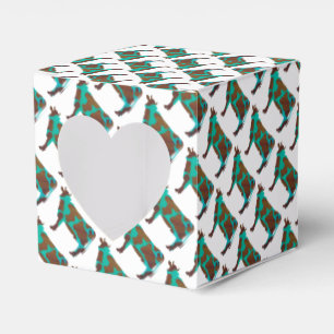 Kuh Brown und Aquamarine Silhouette Geschenkschachtel