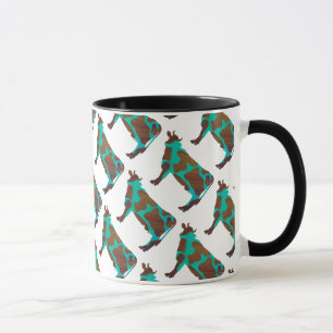 Kuh Brown und Aquamarine Silhouette Tasse