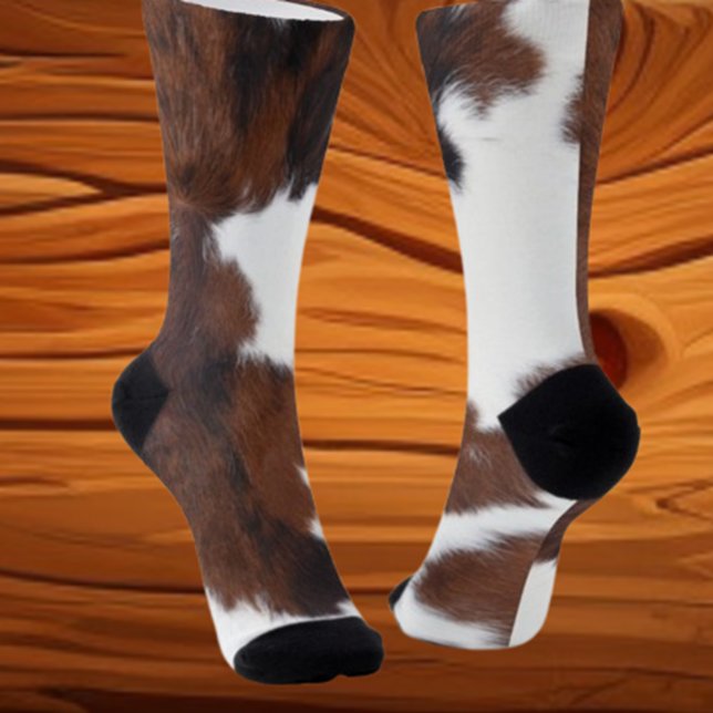 Kuh Brown White Socken (Soft, stylish, and fun—perfect for animal lovers. Treat your feet today!)