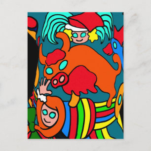 Kuh/Bullen und Mädchen Cartoon für Kinder Postkarte