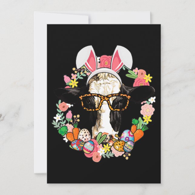 Kuh Bunny Oars Happy Oster Bauer Einladung (Vorderseite)