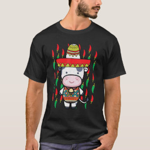 Kuh Cinco De Mayo Niedliche Bauernhof-Tier Sombrer T-Shirt