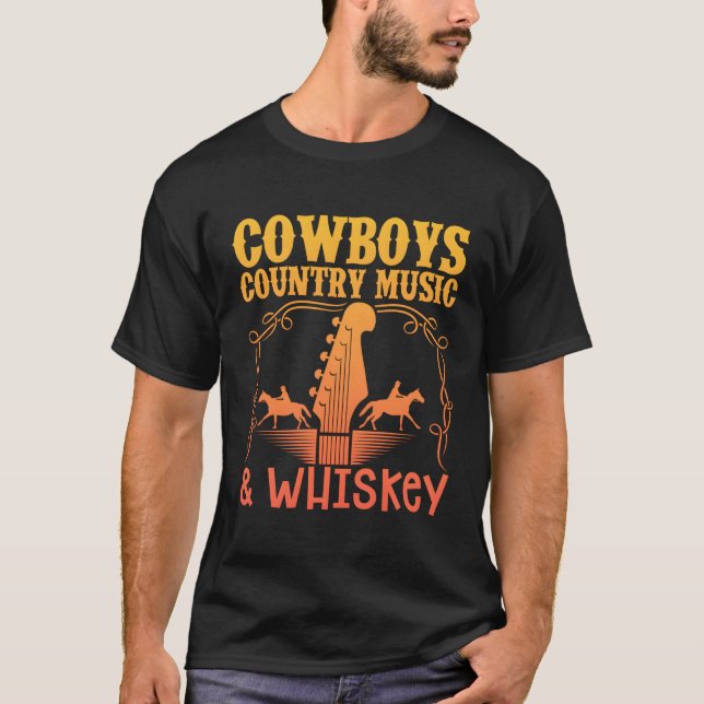 Kuh Country Music und Whiskey Western Land T-Shirt (Vorderseite)