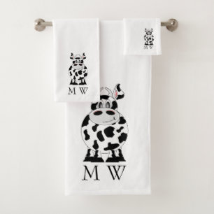Kuh-Design-Monogramm Badhandtuch Set