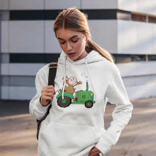 Kuh, die eine Traktorhose fährt Hoodie