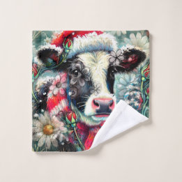 Kuh Dreaming der wärmeren Zeiten Aquamarin Rote Fl Waschlappen