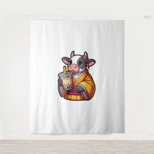 Kuh Drink Blase Tee Japanisch Kimono Wandteppich