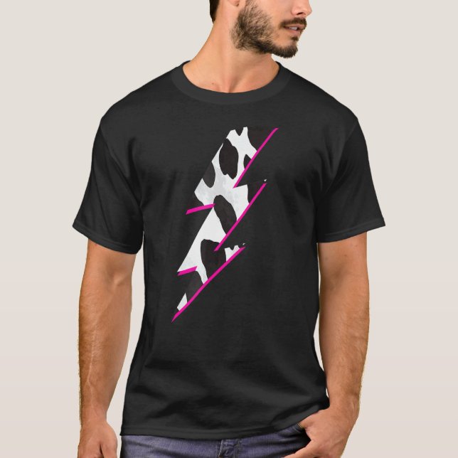 Kuh-Druck-Blitz-Tiermuster T-Shirt (Vorderseite)